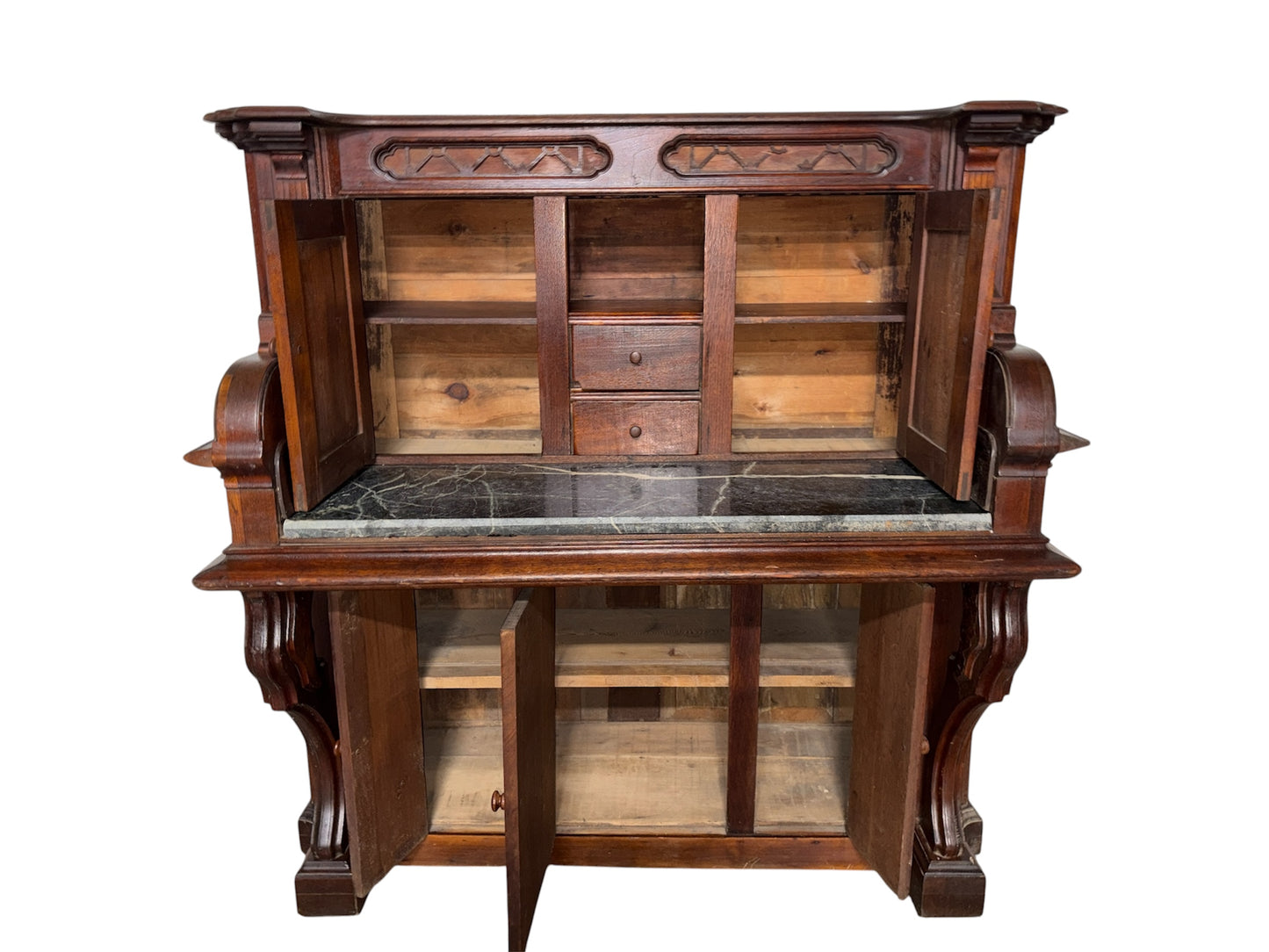 Converted Victorian Pump Organ Desk with Marble Writing Surface (c.1880)