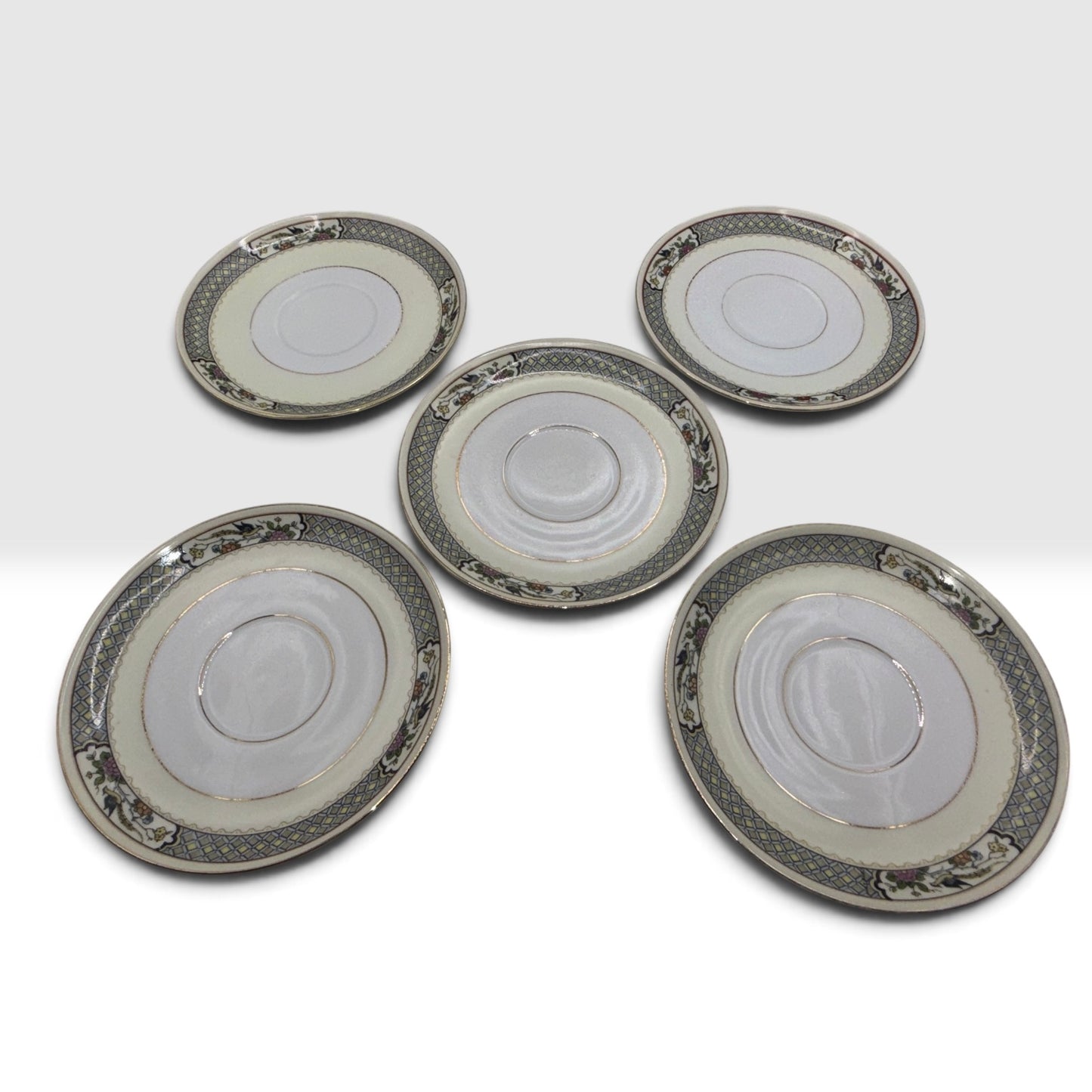 Vintage Bohemia Czecho-Slovakia Replacement Saucers, Set of 5
