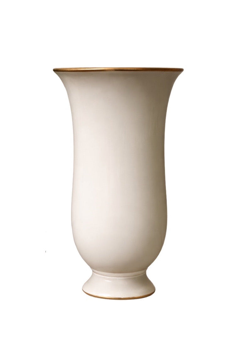 Vintage Kaiser Porzellan White Porcelain Trumpet Vase with Gold Rim – West Germany Mid-Century (Model 564)