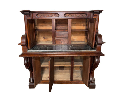 Converted Victorian Pump Organ Desk with Marble Writing Surface (c.1880)
