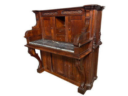 Converted Victorian Pump Organ Desk with Marble Writing Surface (c.1880)