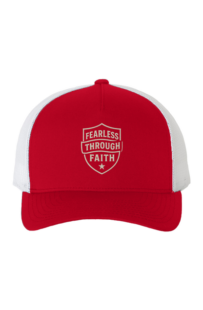 White Mesh Five-Panel Retro Trucker Cap