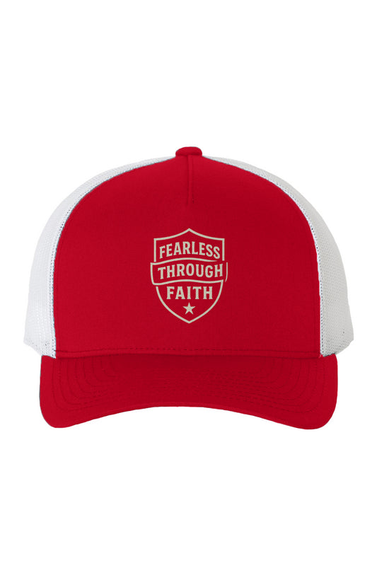 White Mesh Five-Panel Retro Trucker Cap