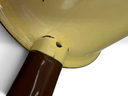 Vintage Yellow Enamelware Saucepan with Brown Handle c. 1950 to 1970
