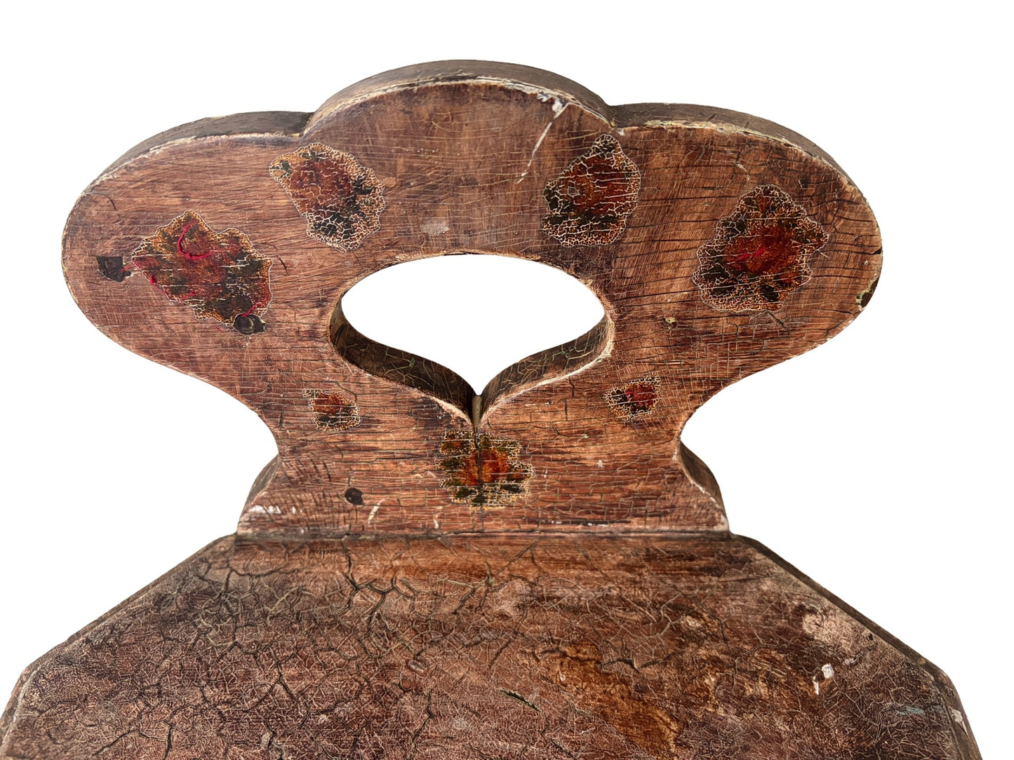 19th Century Bavarian Folk Chair | Hand-Turned Alpine Chair with Octagonal Seat