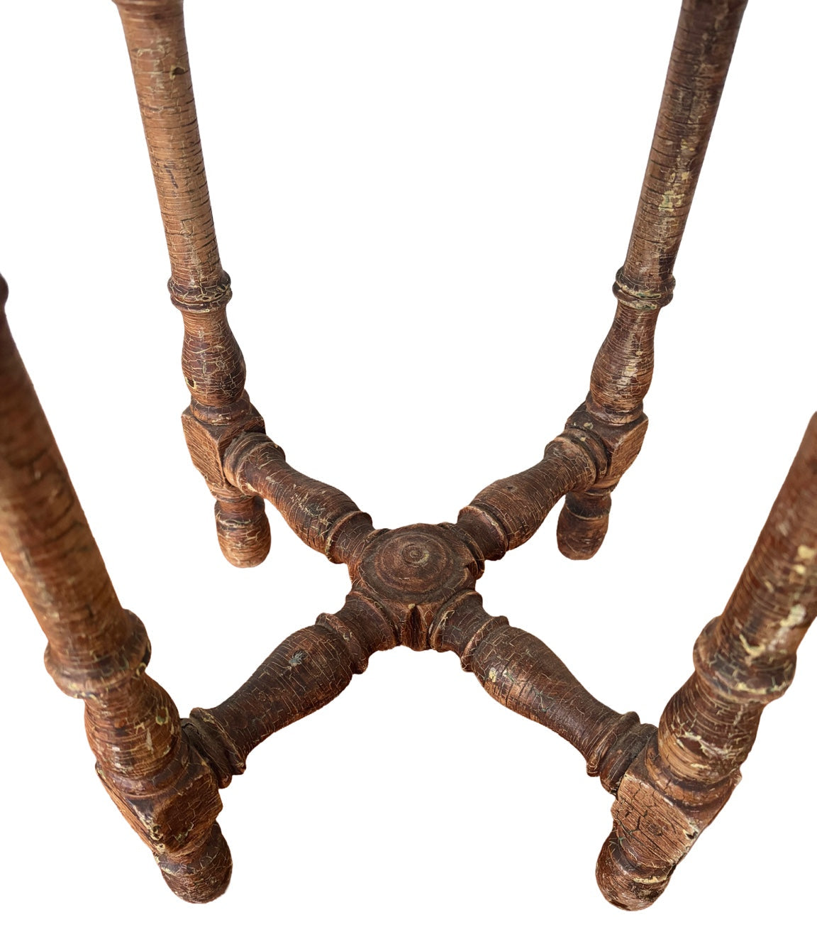 19th Century Bavarian Folk Chair | Hand-Turned Alpine Chair with Octagonal Seat