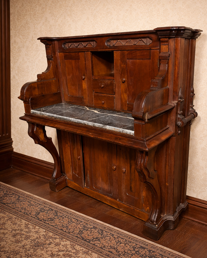 Converted Victorian Pump Organ Desk with Marble Writing Surface (c.1880)