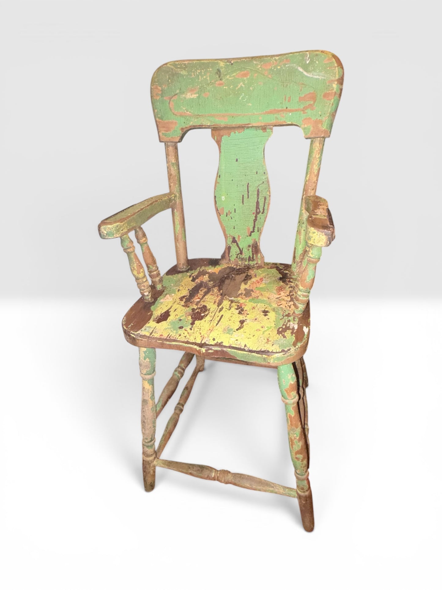 Antique 19th Century Primitive Child’s High Chair with Original Layered Paint