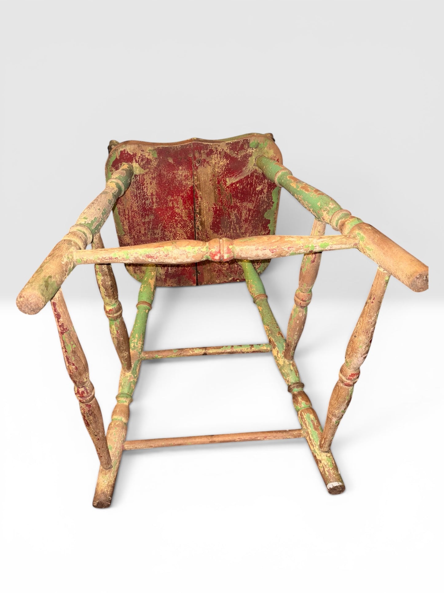 Antique 19th Century Primitive Child’s High Chair with Original Layered Paint