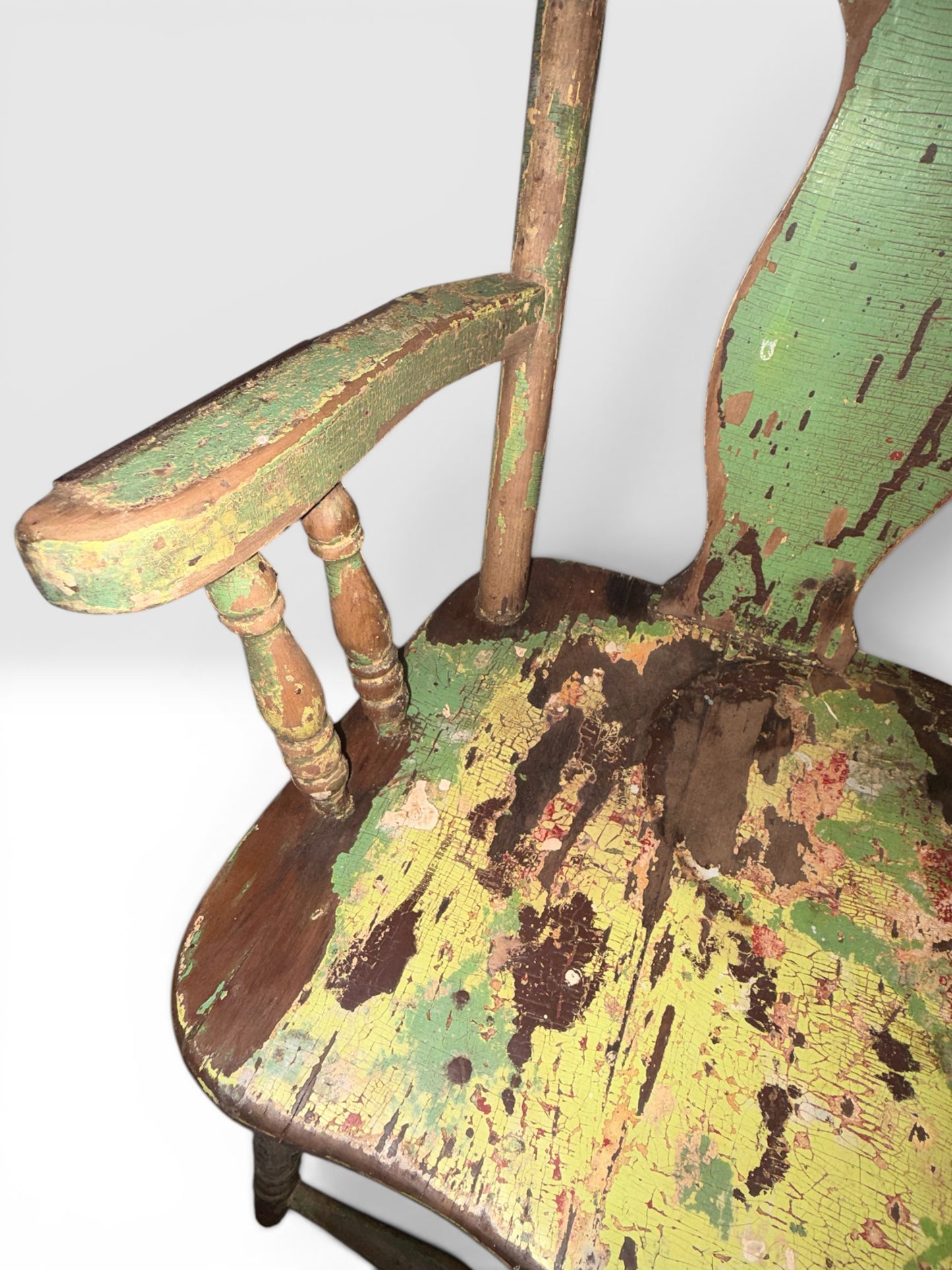 Antique 19th Century Primitive Child’s High Chair with Original Layered Paint