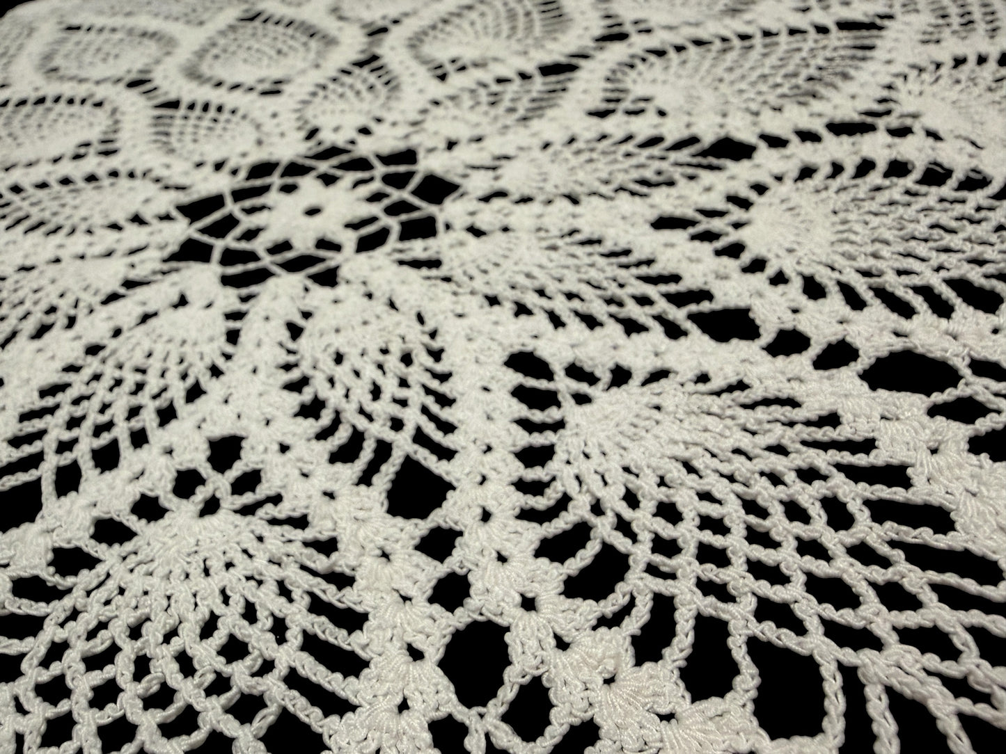 Vintage Hand Crocheted Cotton Doily - Floral Leaf Lace Centerpiece