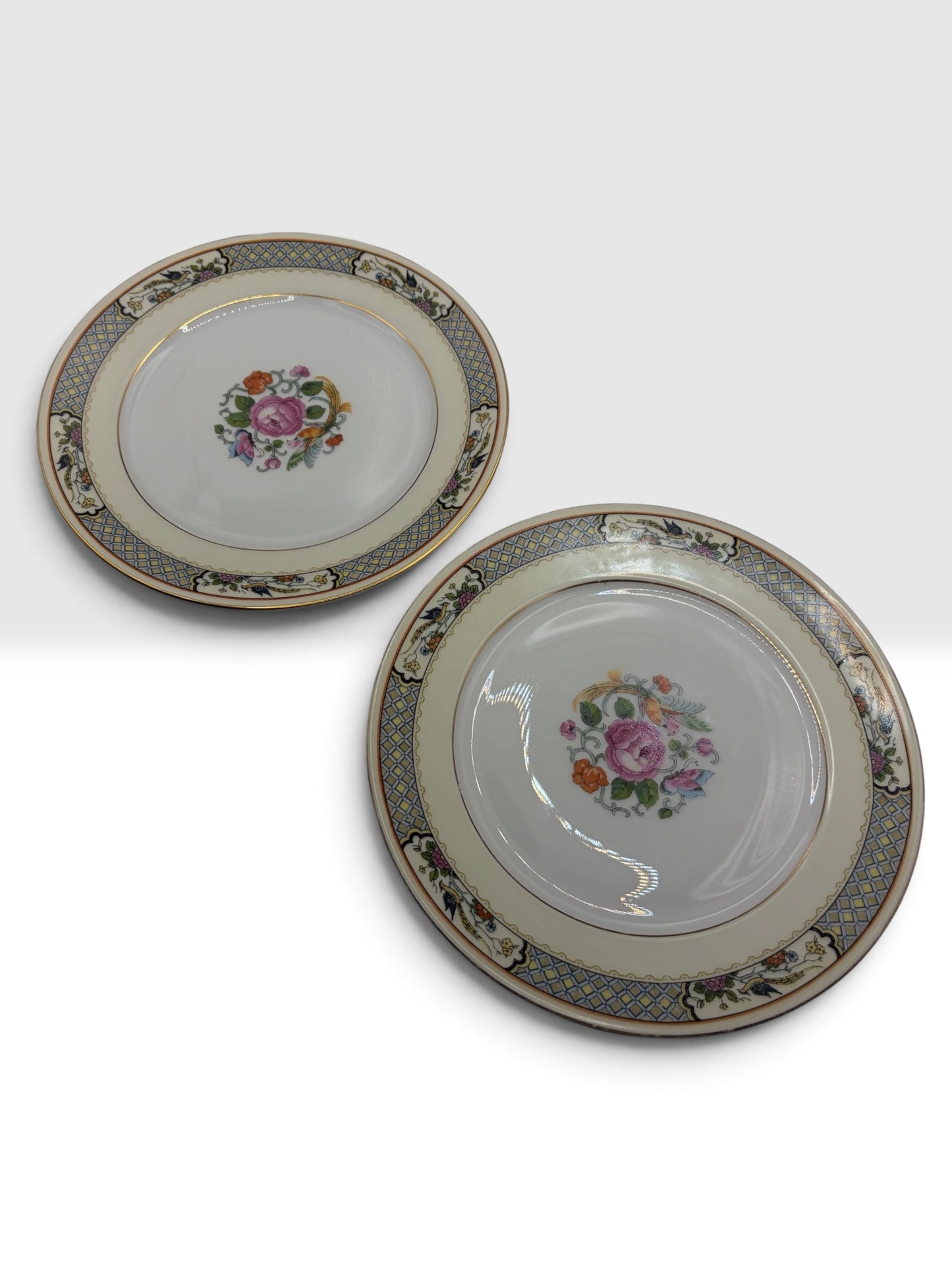 Vintage Bohemia Czecho-Slovakia Floral Luncheon Plates 7.5”, Set of 2
