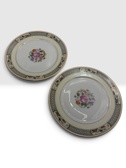 Vintage Bohemia Czecho-Slovakia Floral Luncheon Plates 7.5”, Set of 2