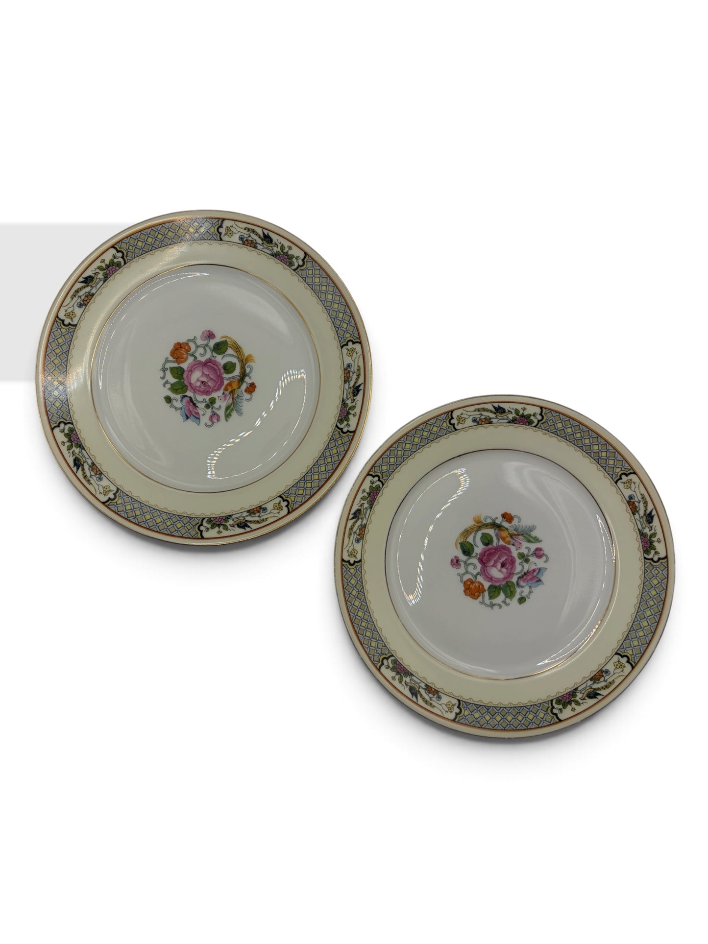 Vintage Bohemia Czecho-Slovakia Floral Luncheon Plates 7.5”, Set of 2