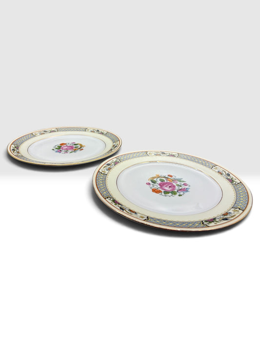 Vintage Bohemia Czecho-Slovakia Floral Luncheon Plates 7.5”, Set of 2