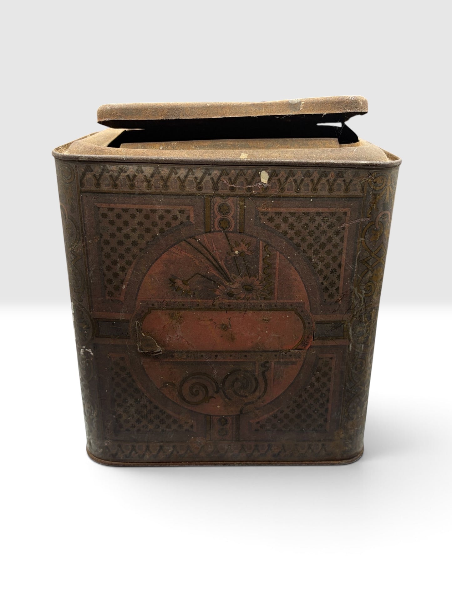 Antique Lithographed Tin Canister with Classical Figures, c. 1900–1920