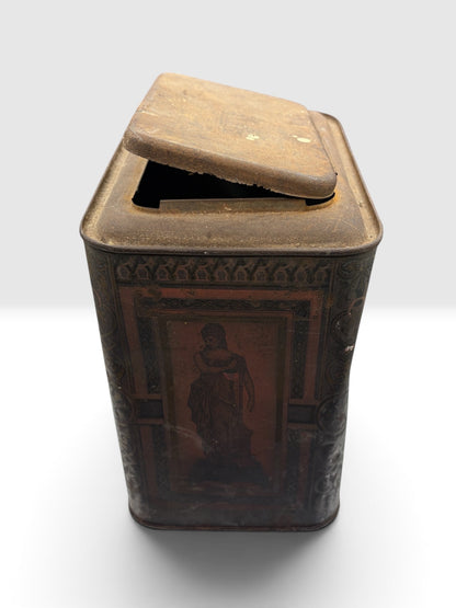 Antique Lithographed Tin Canister with Classical Figures, c. 1900–1920