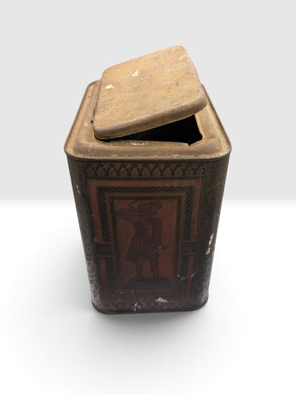 Antique Lithographed Tin Canister with Classical Figures, c. 1900–1920