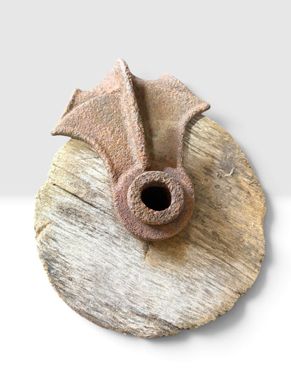 Antique Wooden Pulley Block with Iron Housing | Primitive Architectural Salvage