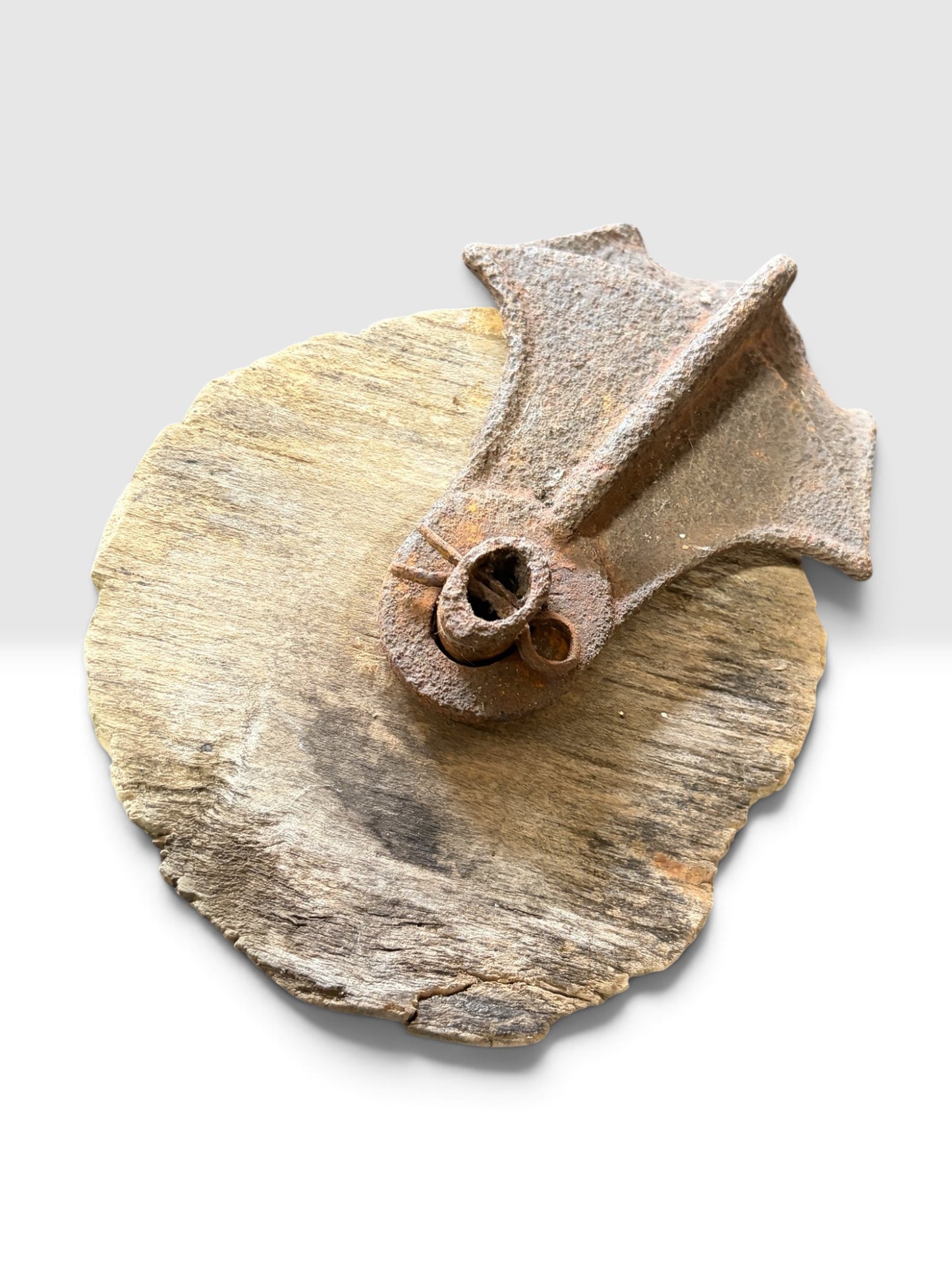 Antique Wooden Pulley Block with Iron Housing | Primitive Architectural Salvage