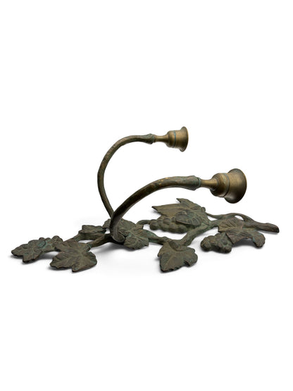 Antique Bronze Grapevine Double Wall Candle Sconce c. 1890–1920