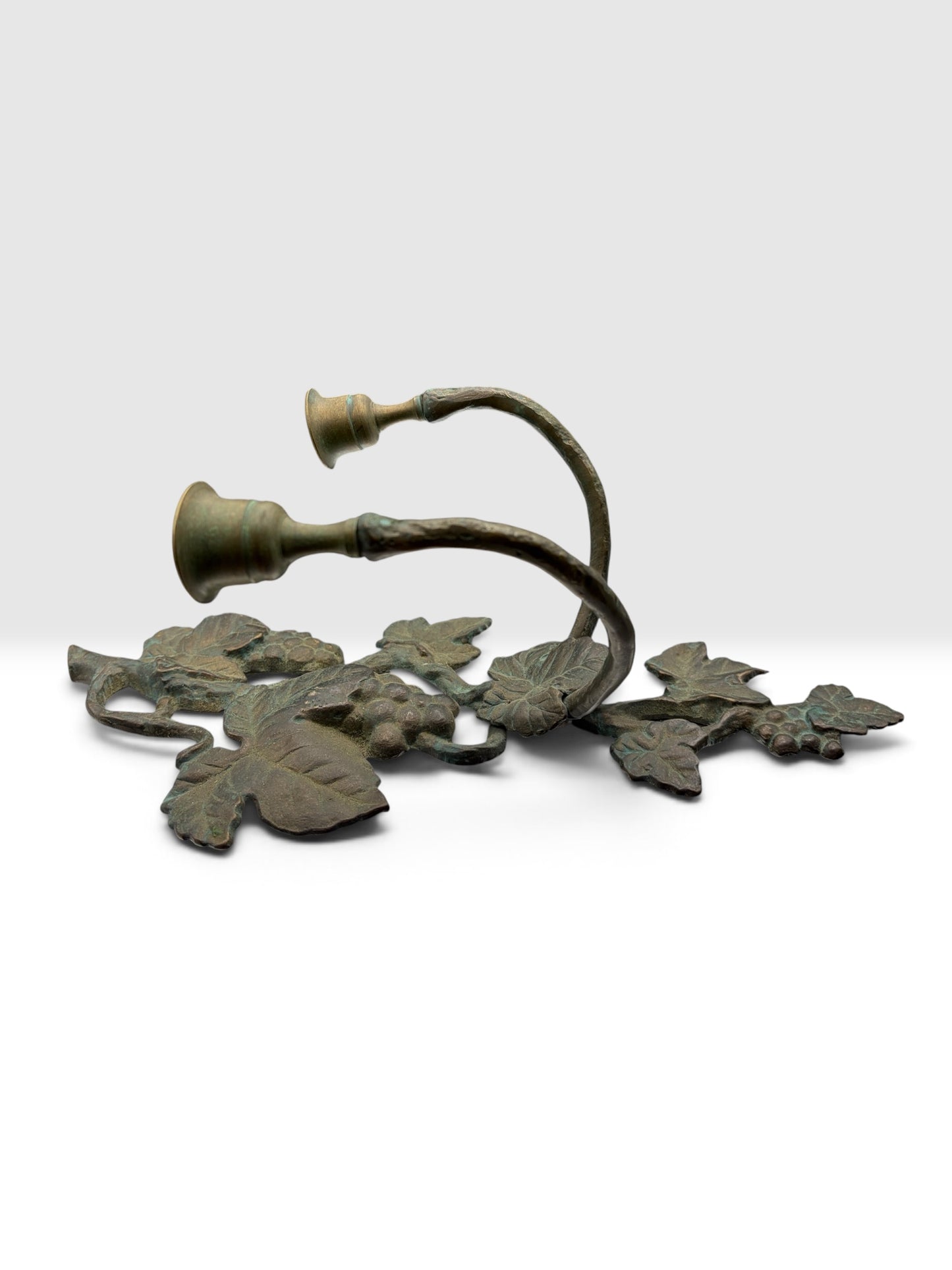 Antique Bronze Grapevine Double Wall Candle Sconce c. 1890–1920