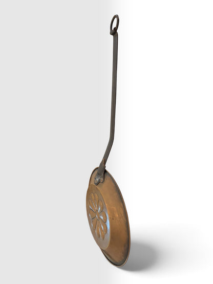 Vintage Brass Hanging Hearth Pan with Forged Iron Handle