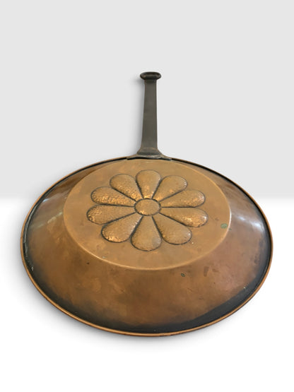 Vintage Brass Hanging Hearth Pan with Forged Iron Handle