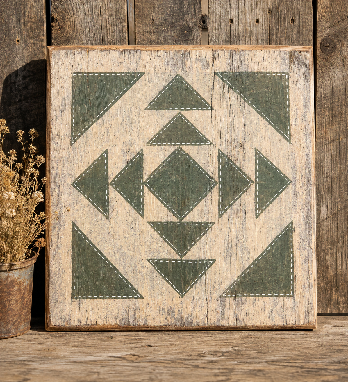 1985 Illinois Barn Quilt Crafted from Reclaimed Greene County Barn Siding