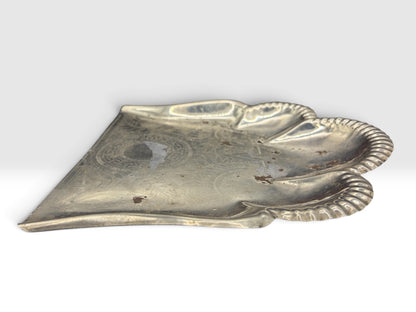 Victorian Engraved Silverplate Dustpan with Greek Key Motif c. 1880 to 1910