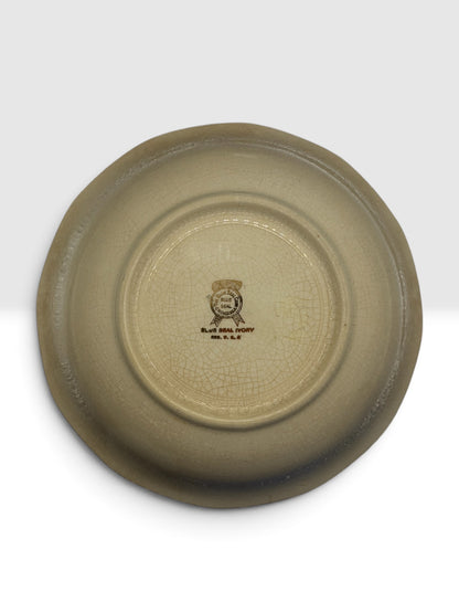 Blue Seal Ivory Floral Serving Bowl – Made in U.S.A. – Vintage Ironstone c. 1940–1960
