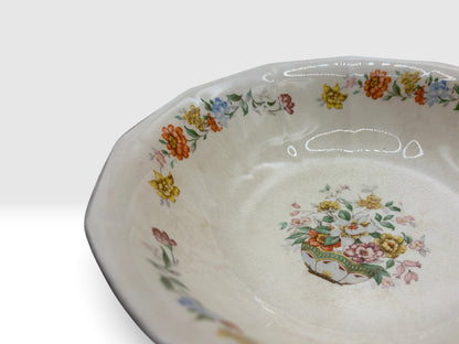 Blue Seal Ivory Floral Serving Bowl – Made in U.S.A. – Vintage Ironstone c. 1940–1960