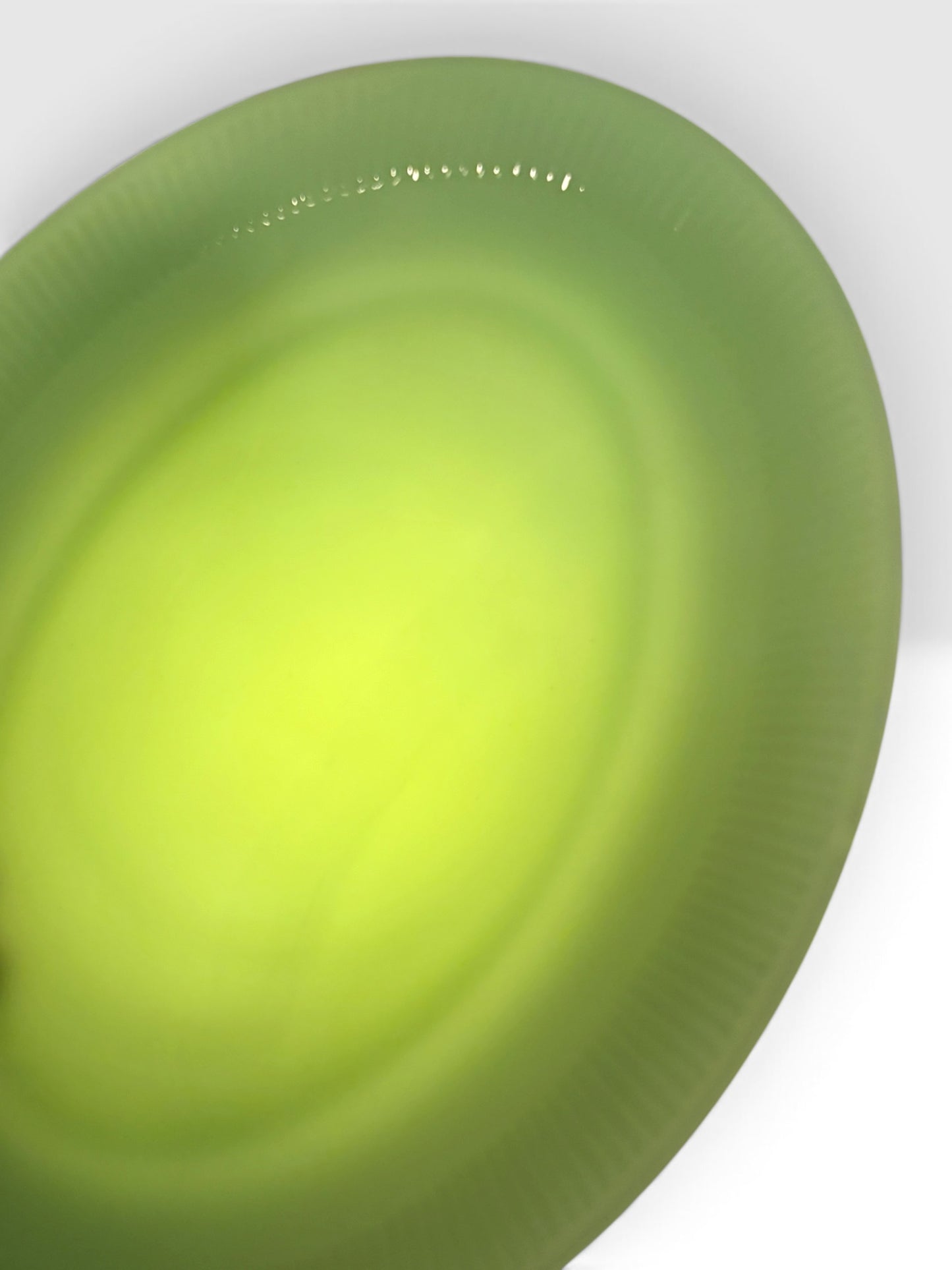 Vintage Jadite Glass Oval Serving Platter with Fluted Rim, 12 x 9