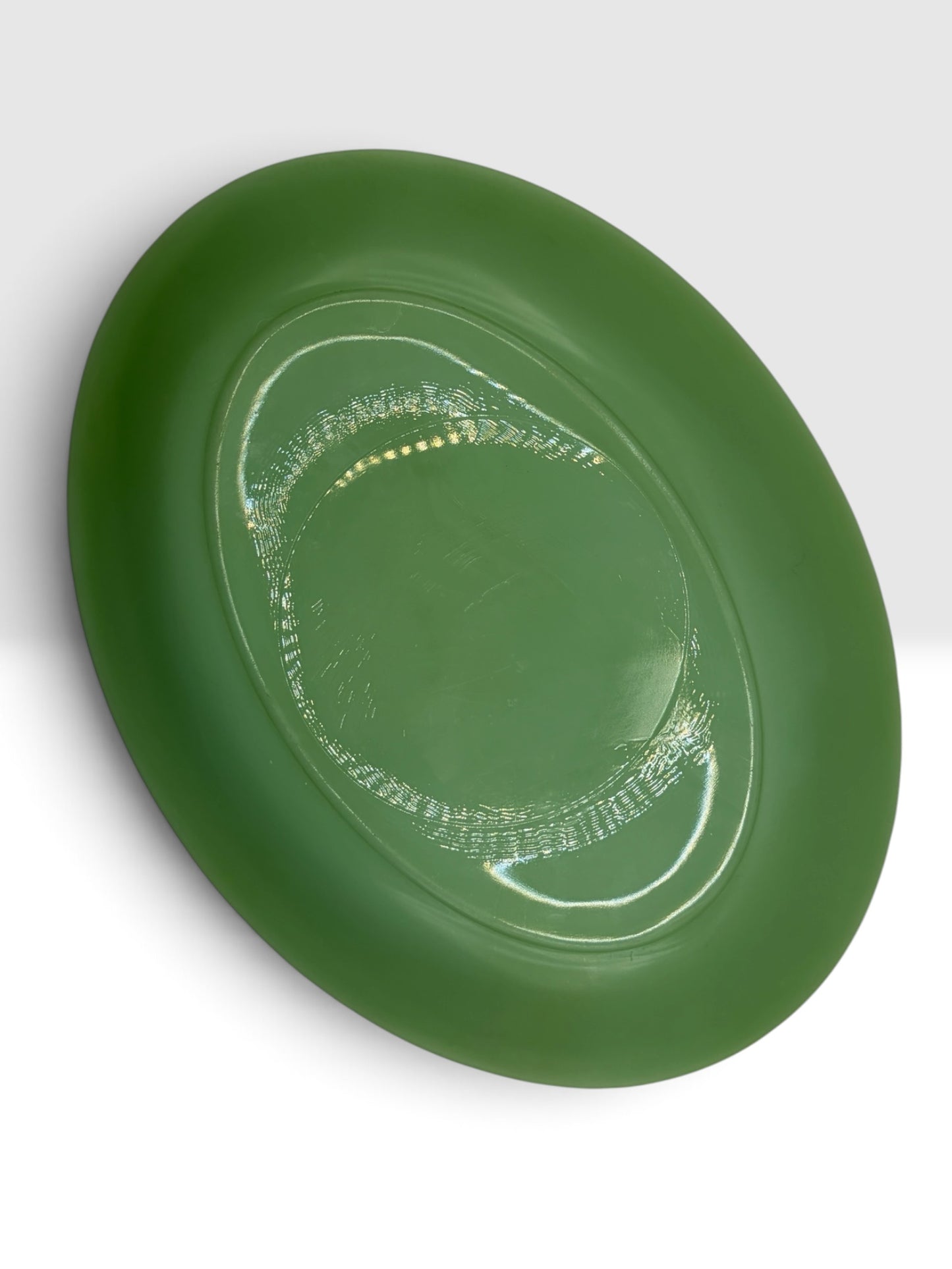 Vintage Jadite Glass Oval Serving Platter with Fluted Rim, 12 x 9