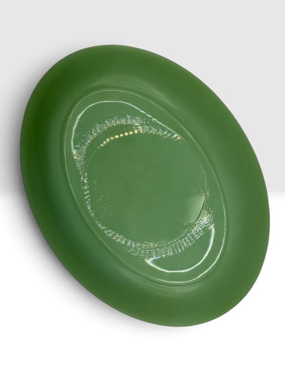 Vintage Jadite Glass Oval Serving Platter with Fluted Rim, 12 x 9