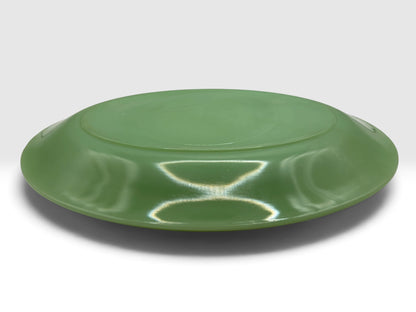 Vintage Jadite Glass Oval Serving Platter with Fluted Rim, 12 x 9