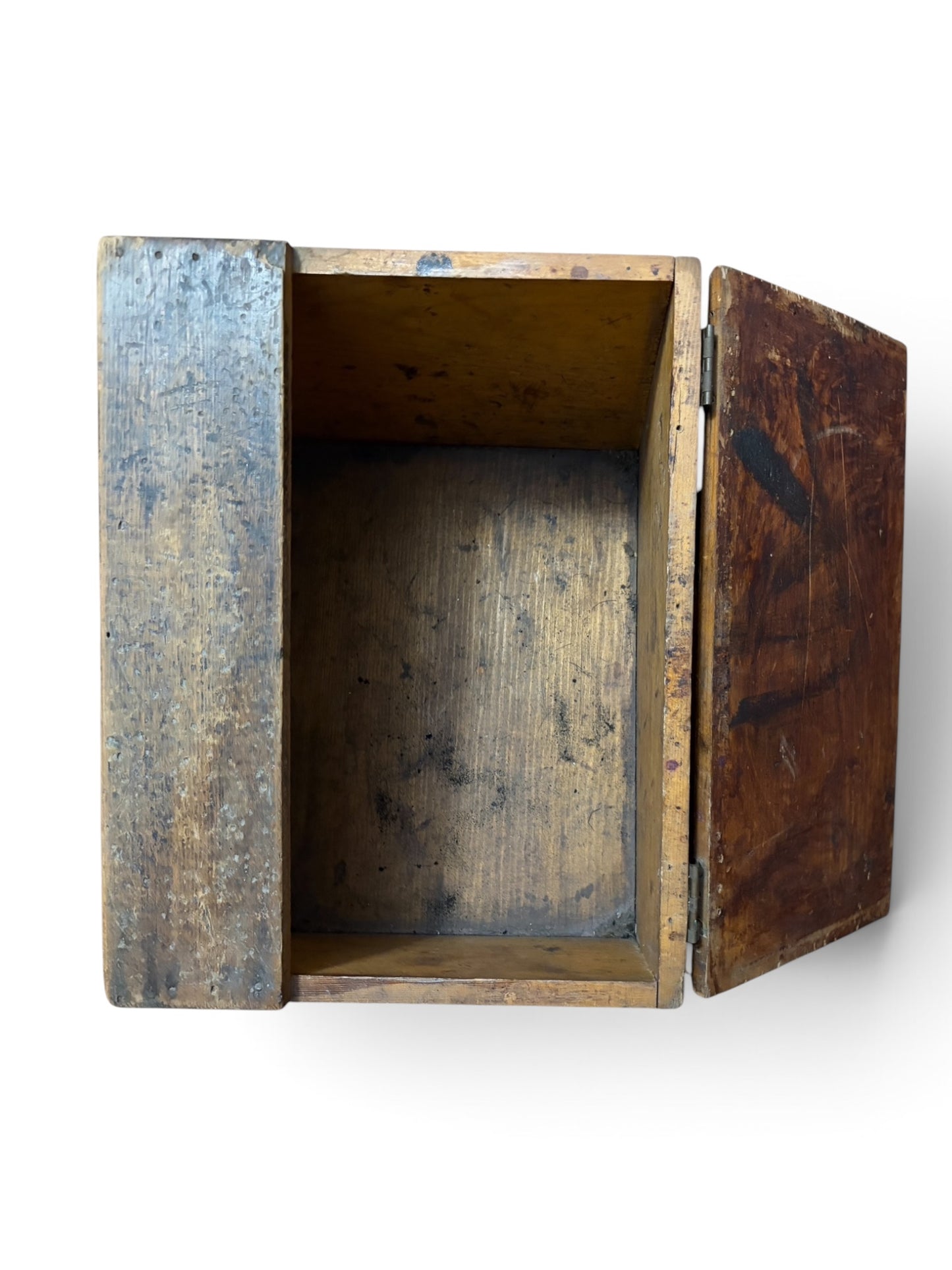 Antique Wooden Shoe Shine Box with Cast Iron Handle & Accessories c. 1910–1935