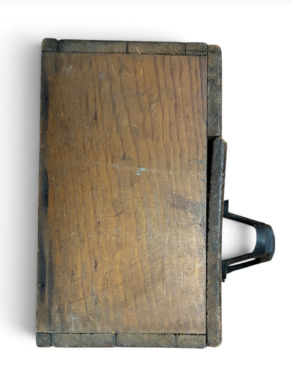 Antique Wooden Shoe Shine Box with Cast Iron Handle & Accessories c. 1910–1935