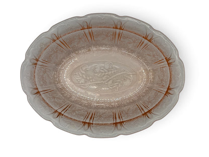 Vintage Pink Depression Glass Oval Floral Relish Dish 8 15/16”