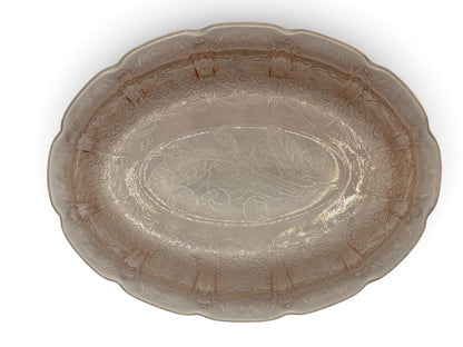 Vintage Pink Depression Glass Oval Floral Relish Dish 8 15/16”
