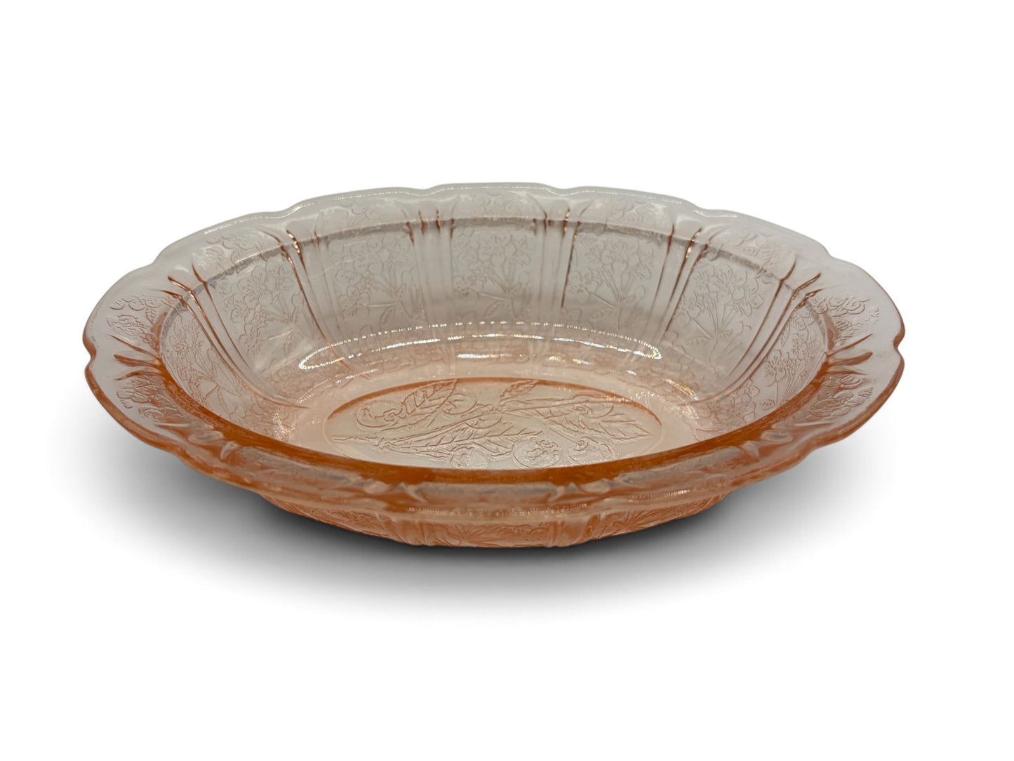 Vintage Pink Depression Glass Oval Floral Relish Dish 8 15/16”