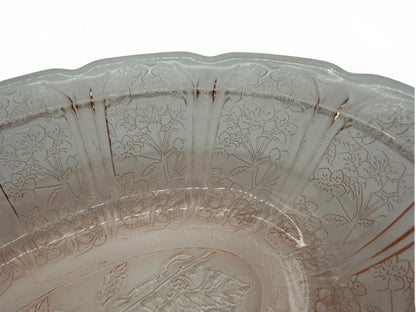 Vintage Pink Depression Glass Oval Floral Relish Dish 8 15/16”