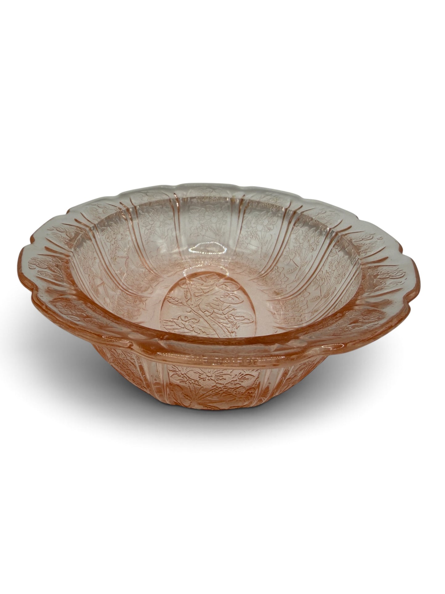 Vintage Pink Depression Glass Oval Floral Relish Dish 8 15/16”