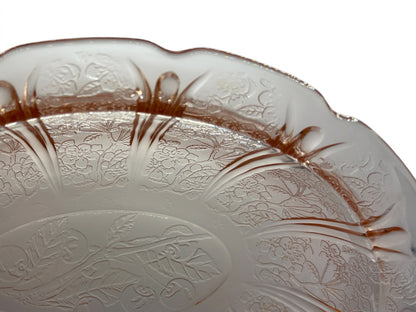 Vintage Pink Depression Glass Oval Floral Relish Dish 8 15/16”