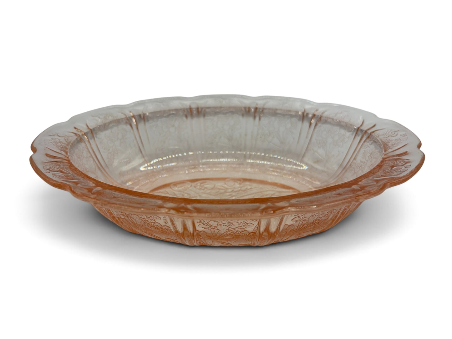Vintage Pink Depression Glass Oval Floral Relish Dish 8 15/16”