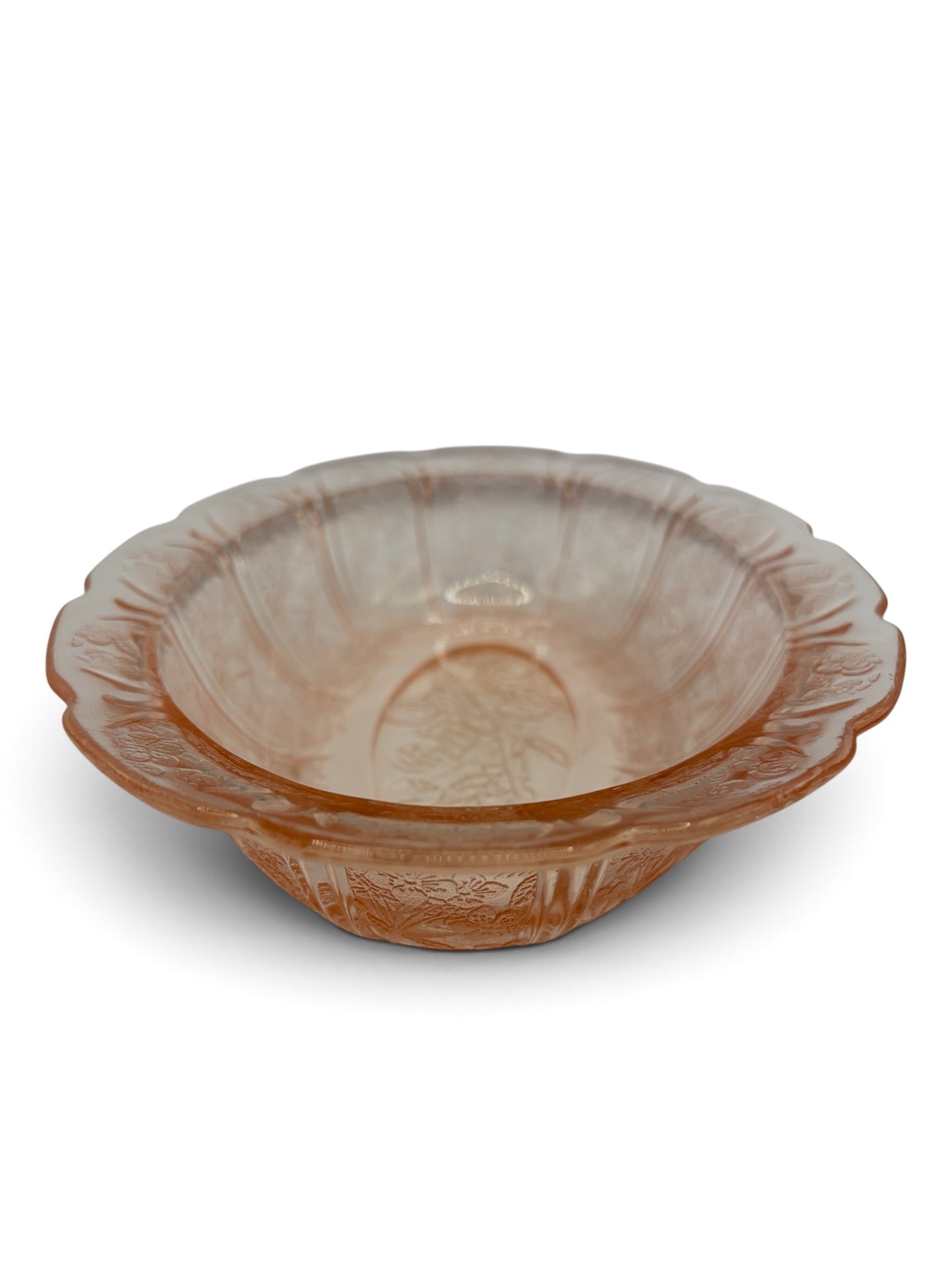 Vintage Pink Depression Glass Oval Floral Relish Dish 8 15/16”