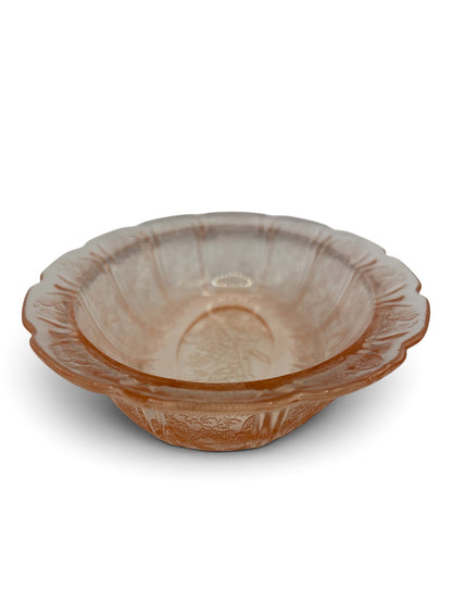 Vintage Pink Depression Glass Oval Floral Relish Dish 8 15/16”
