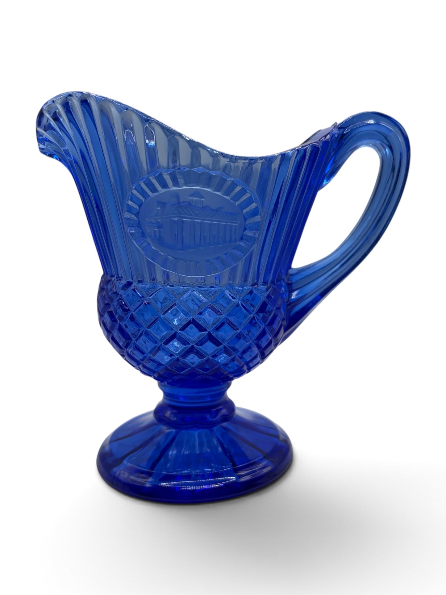Vintage Avon Cobalt Blue Glass Creamer Independence Hall Pitcher