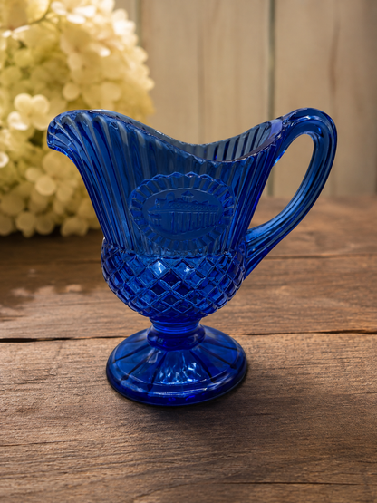 Vintage Avon Cobalt Blue Glass Creamer Independence Hall Pitcher