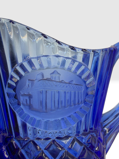 Vintage Avon Cobalt Blue Glass Creamer Independence Hall Pitcher